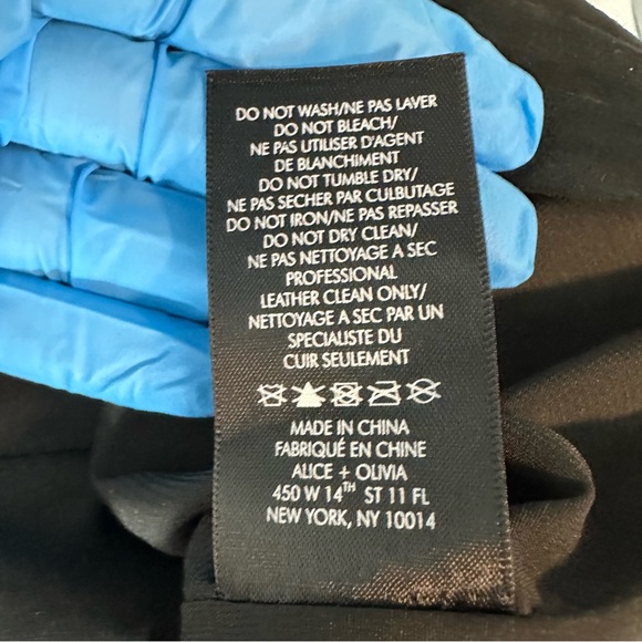 Alice + Olivia Lamb Leather Ruched Tulip Wrap Mini Skirt in Black Size 8 - Picture 8 of 8